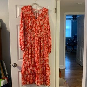 NWT Target maxi dress. Size large orange and white pattern